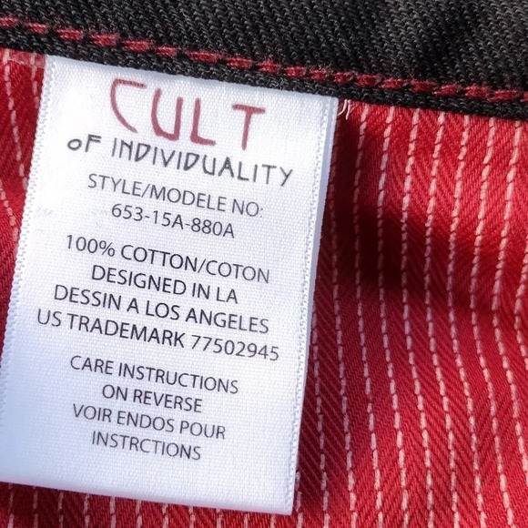 Cult of Individuality Logan Short Jean Shorts Men 38 Black Raw Hem Button Fly - Picture 10 of 11